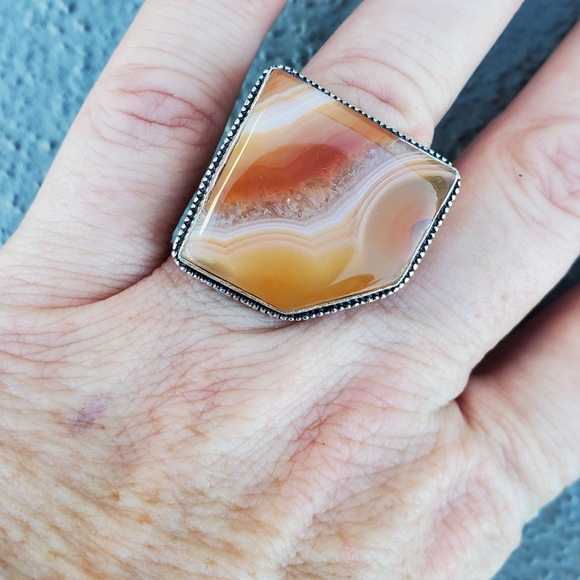 New Botswana Agate 925 Silver Statement Ring. - Picture 2 of 15